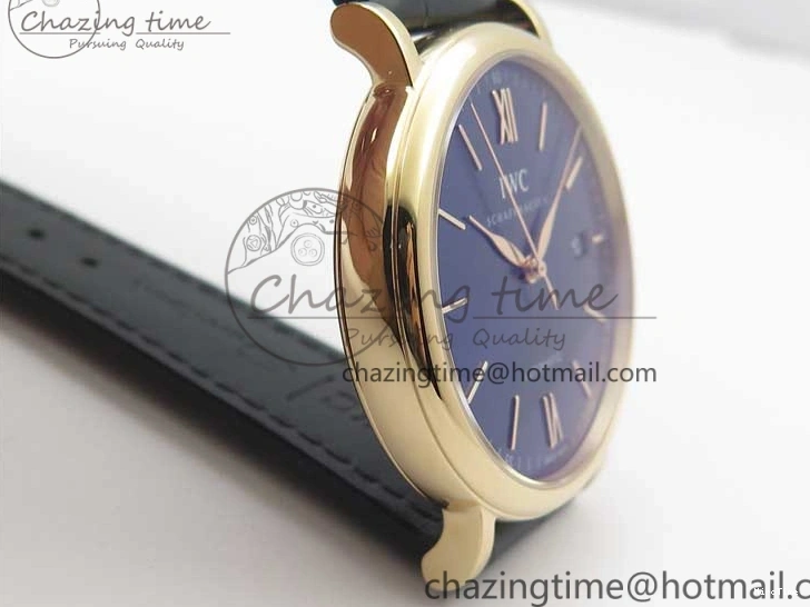 MIROTIME 0428 MoistureWicking Portofino Automatic RG IW356522 FKF 1:1 Best Edition Blue Dial on Black Croco Strap A 7109